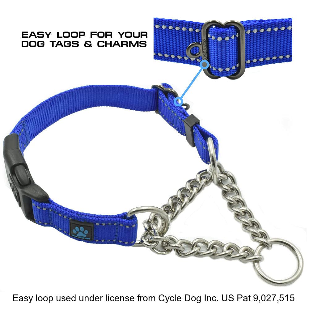 Max and Neo cierre seguro en collar martingale, diseño robusto.