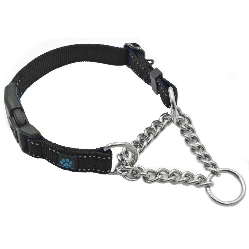 Max and Neo collar martingale inoxidable negro para paseo diario