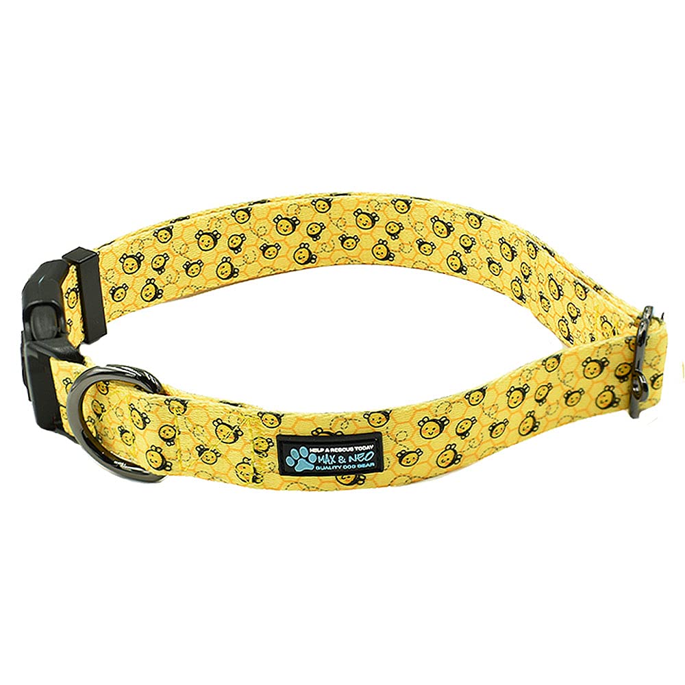 Collar Max y Neo NEO estampado abejas para paseos elegantes y duraderos.