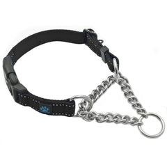 Max y Neo collar martingale de acero inoxidable negro, cierre seguro para paseos