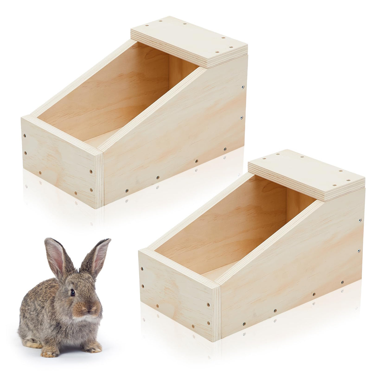 Maxcheck caja-nido conejos 14x8x8 pulgadas de madera, refugio seguro para cría.