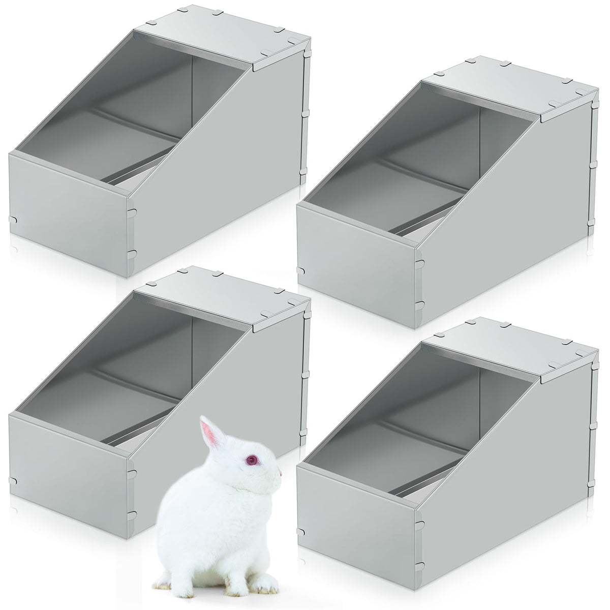 Maxcheck nido metálico para conejos, montaje rápido con 4 piezas.