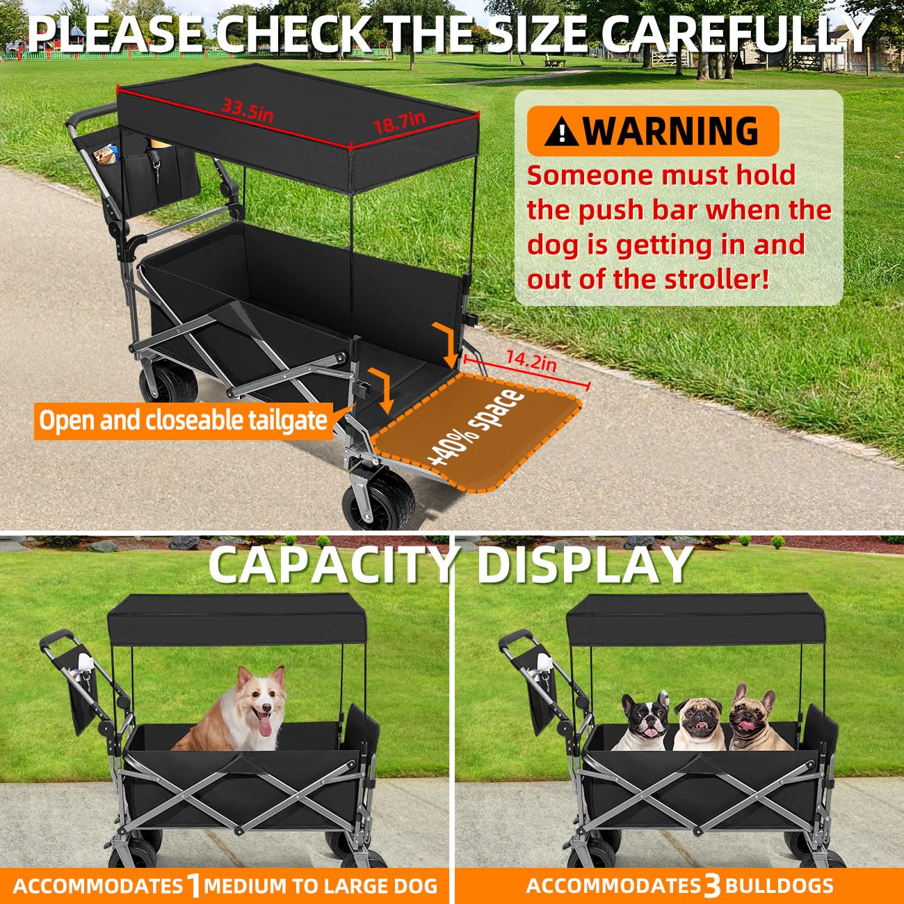 MAXFUT carrito para perros mayores, ideal para paseos suaves y sin esfuerzo.