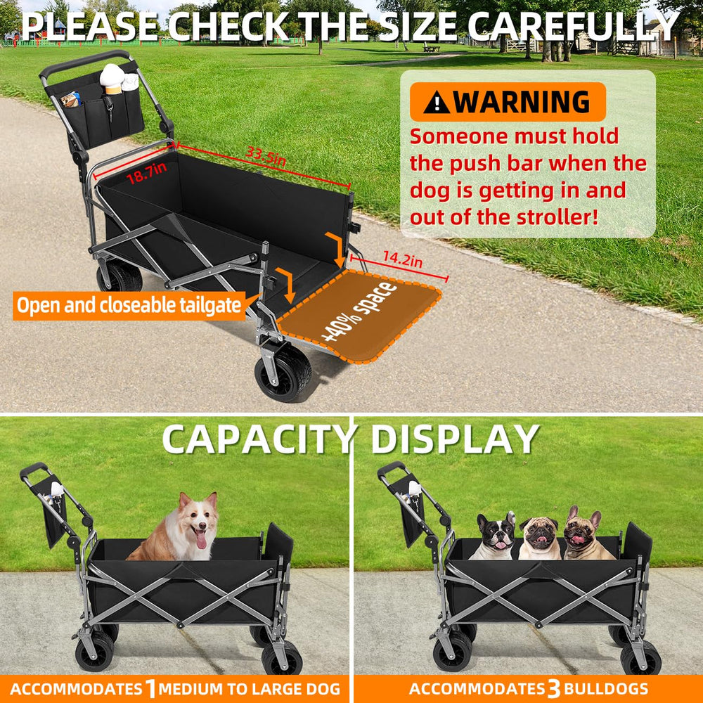 MAXFUT Carrito para perros grandes con la puerta trasera abierta para más descanso.