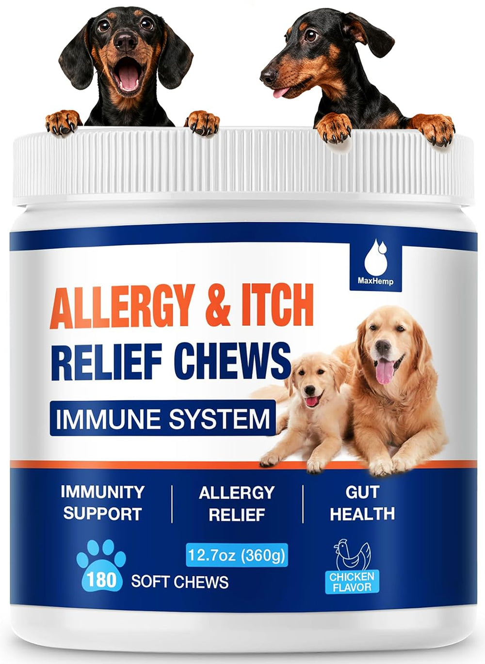 MaxHemp Alergias para perros: empaque visible facilita la compra