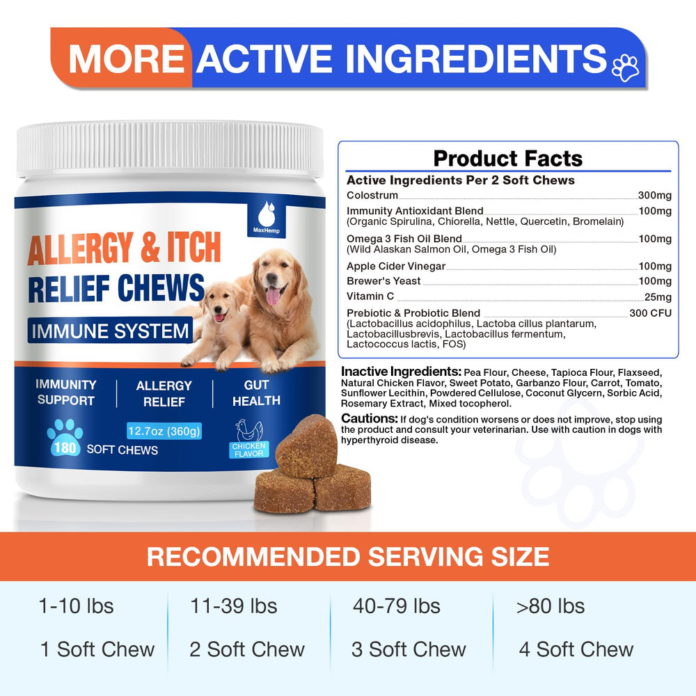 MaxHemp Alergias para perros: uso diario para bienestar potencial
