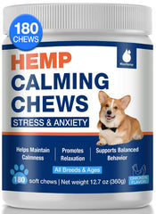 MaxHemp bocado calmante para perro en envase, facilita la organización de las comidas diarias.