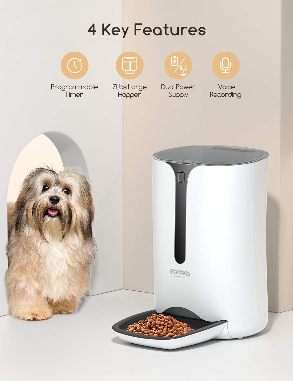 MAXKU dispensador de alimentos para perros pequeños con tolva de 7 litros