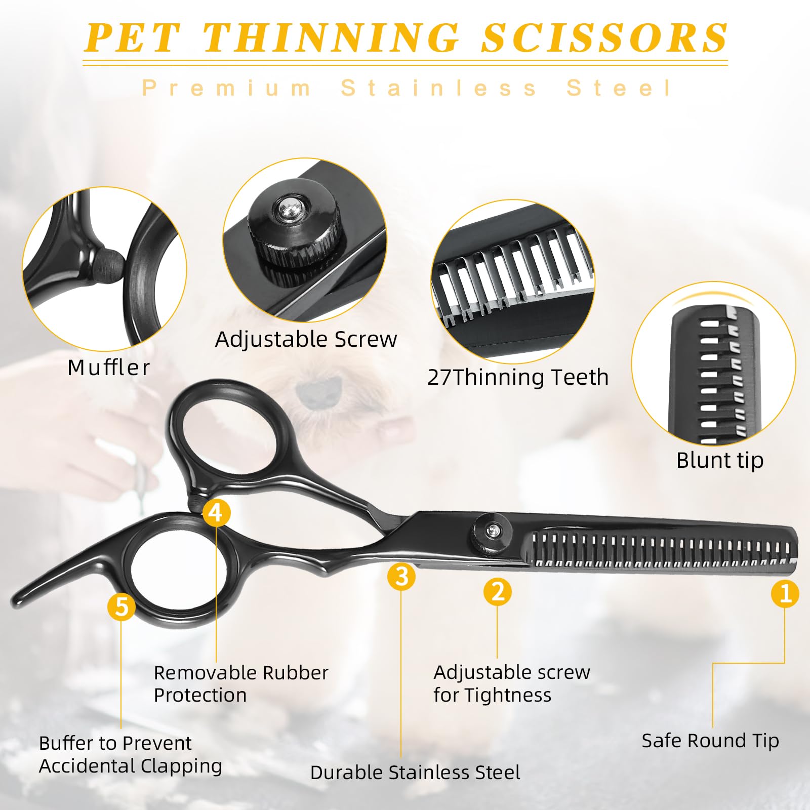 Maxshop tijeras de adelgazamiento para perros, conjunto profesional para suavizar pelaje denso.