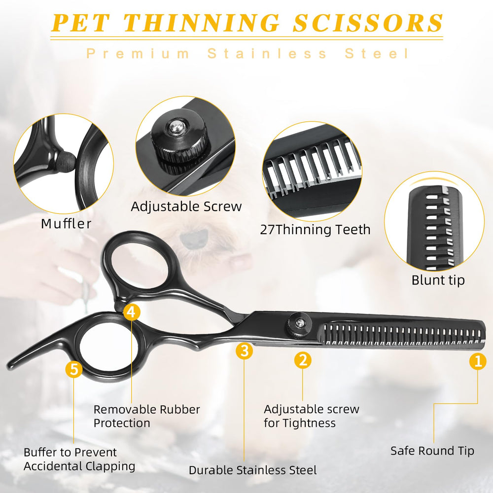 Maxshop tijeras de adelgazamiento para perros, conjunto profesional para suavizar pelaje denso.