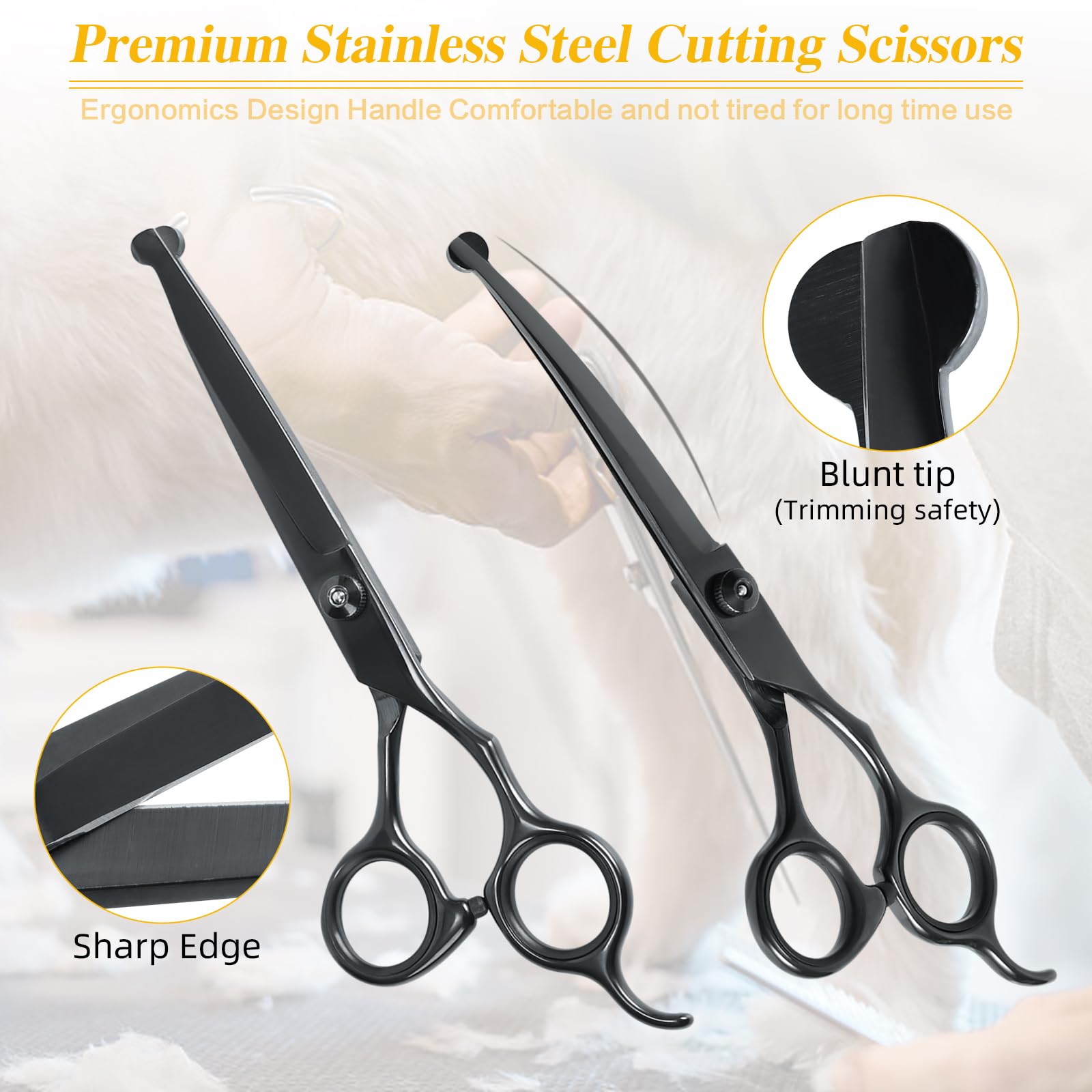 Maxshop tijeras rectas para perros y gatos, recorte limpio del cuerpo.