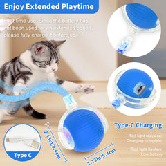MAXTOOA Bola rodante para gatos; diseño azul estable para horas de entretenimiento.