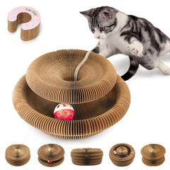 MAXTOOA rascador de gatos de cartón rosa, plegable y portátil para juego diario