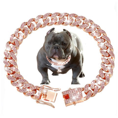Maydueosiy collar rosado con cristales para paseos con estilo