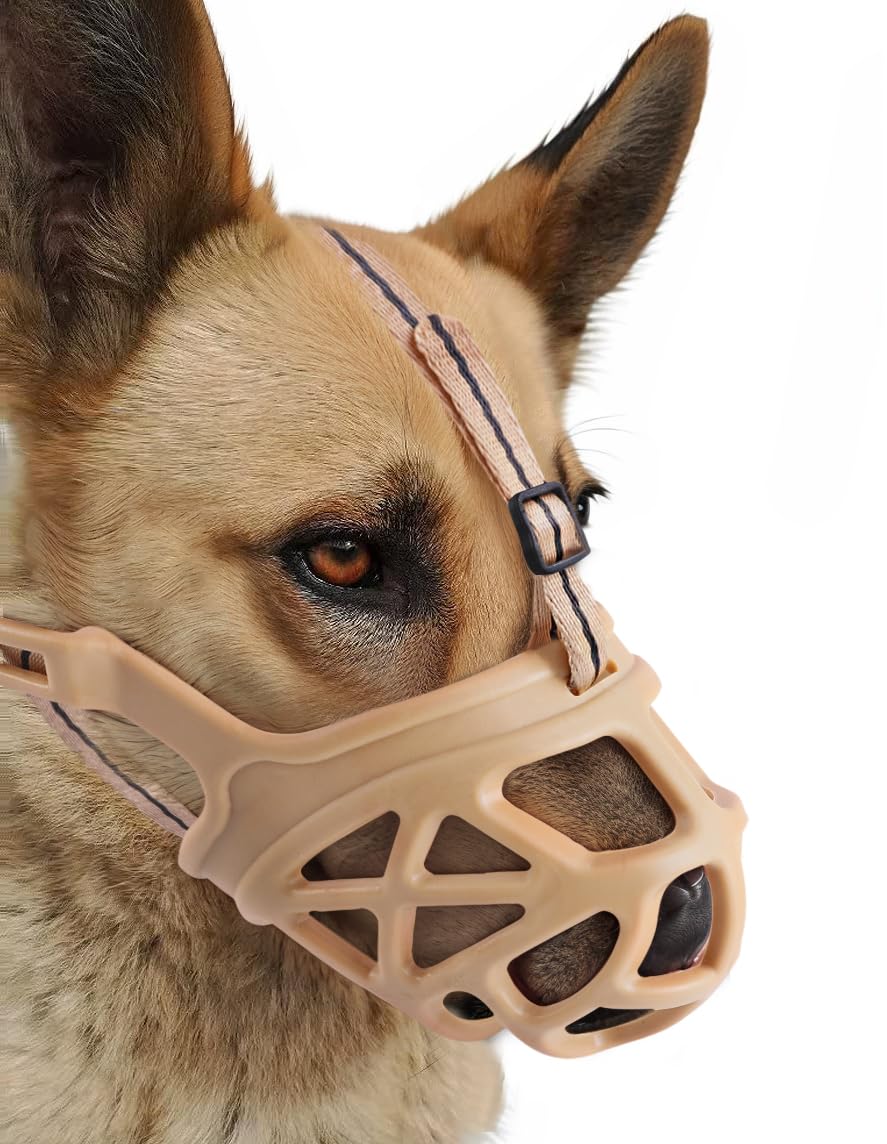 Bozal Mayerzon de cesta ajustable para perro, ajuste seguro durante entrenamiento.