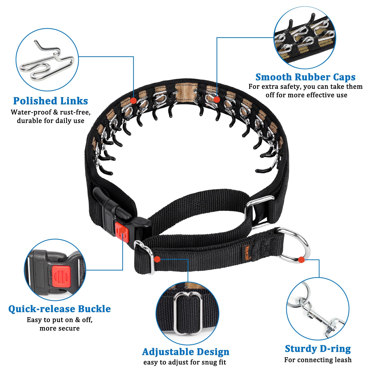 Collar Mayerzon en acero inoxidable, resistente al agua