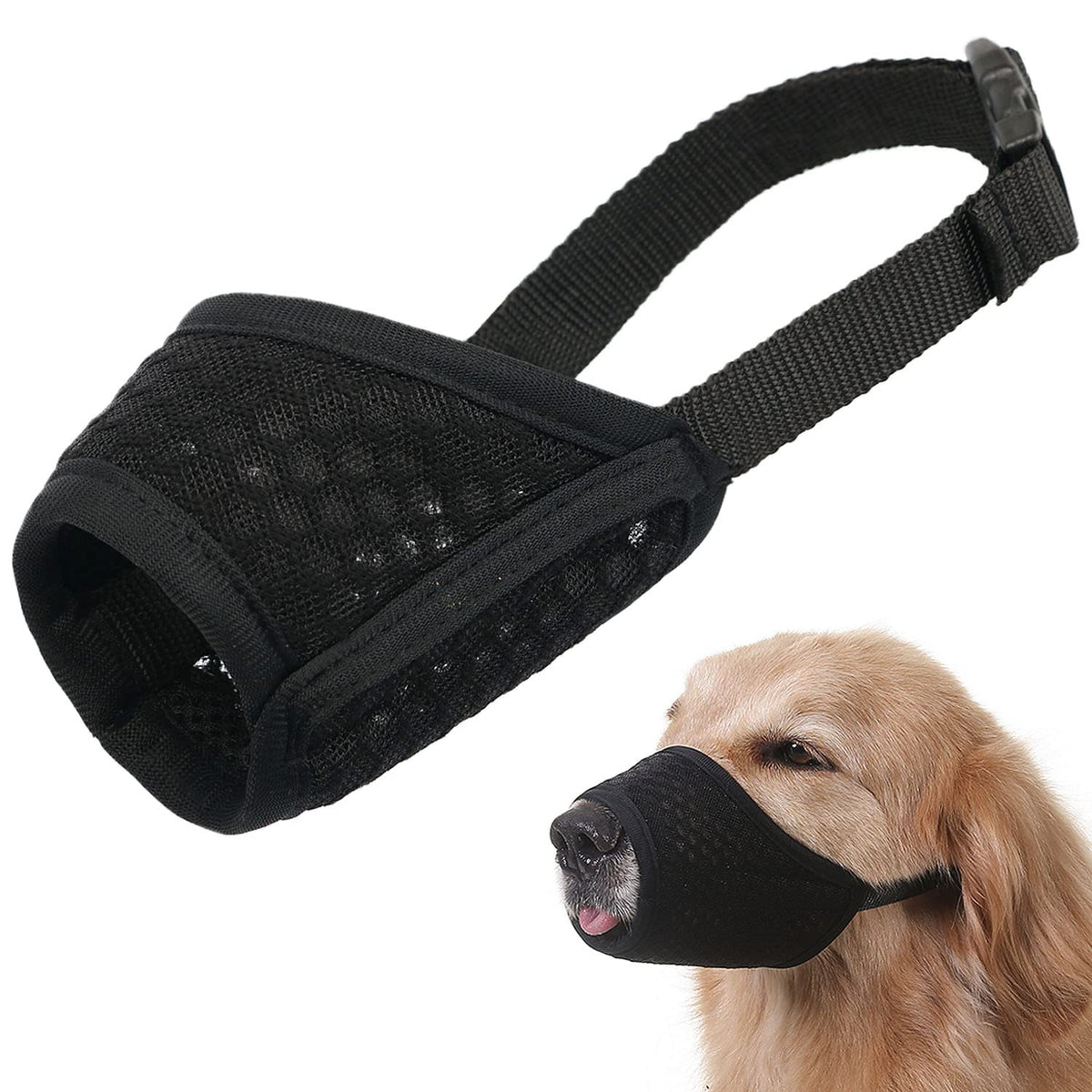 Mayerzon Muzzle para perro con malla aireada, favorece jadeo cómodo y ventilación