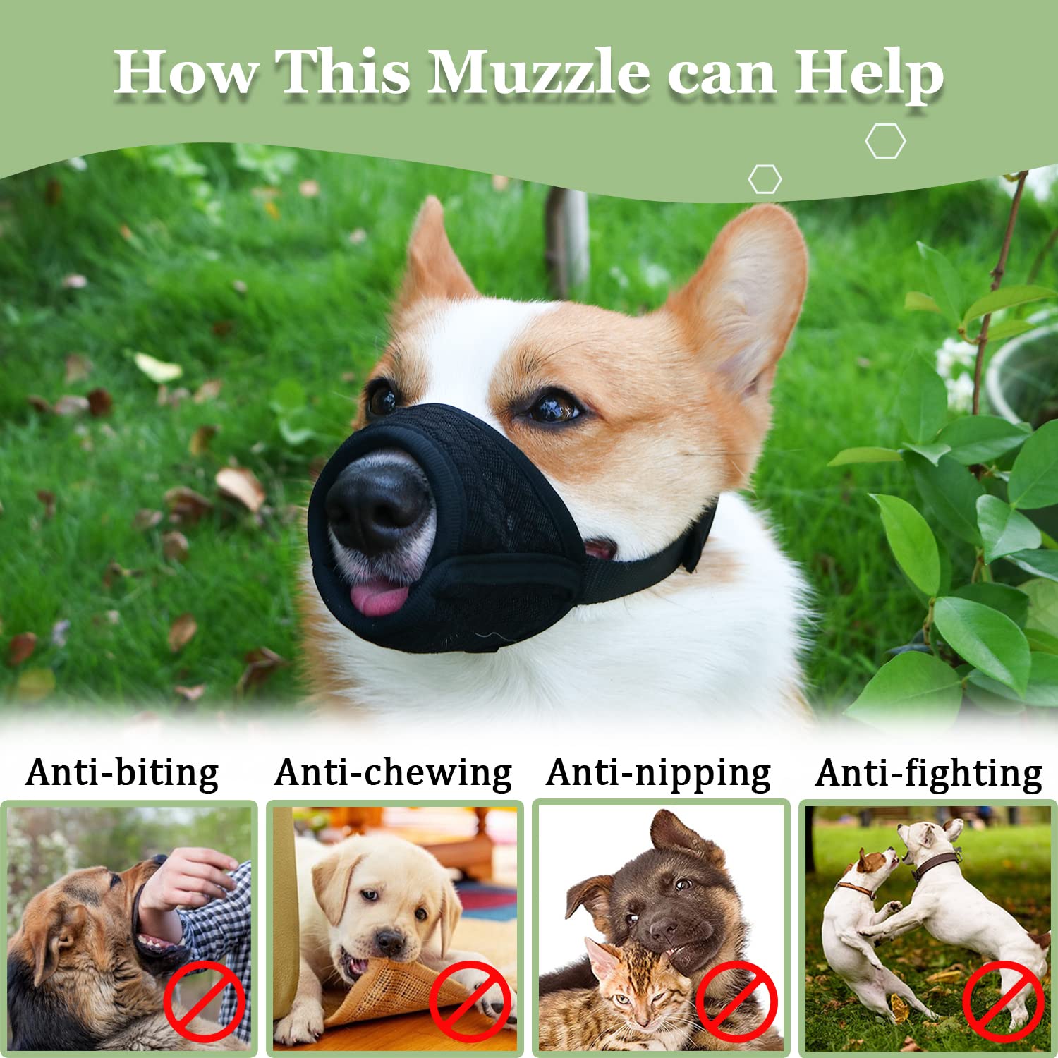 Mayerzon Muzzle ajuste seguro y cómodo, diseño para uso diario