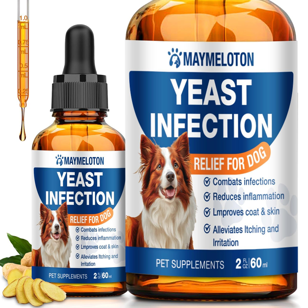 MAYMELOTON: gotas antifúngicas para oídos de perros, alivio del picor