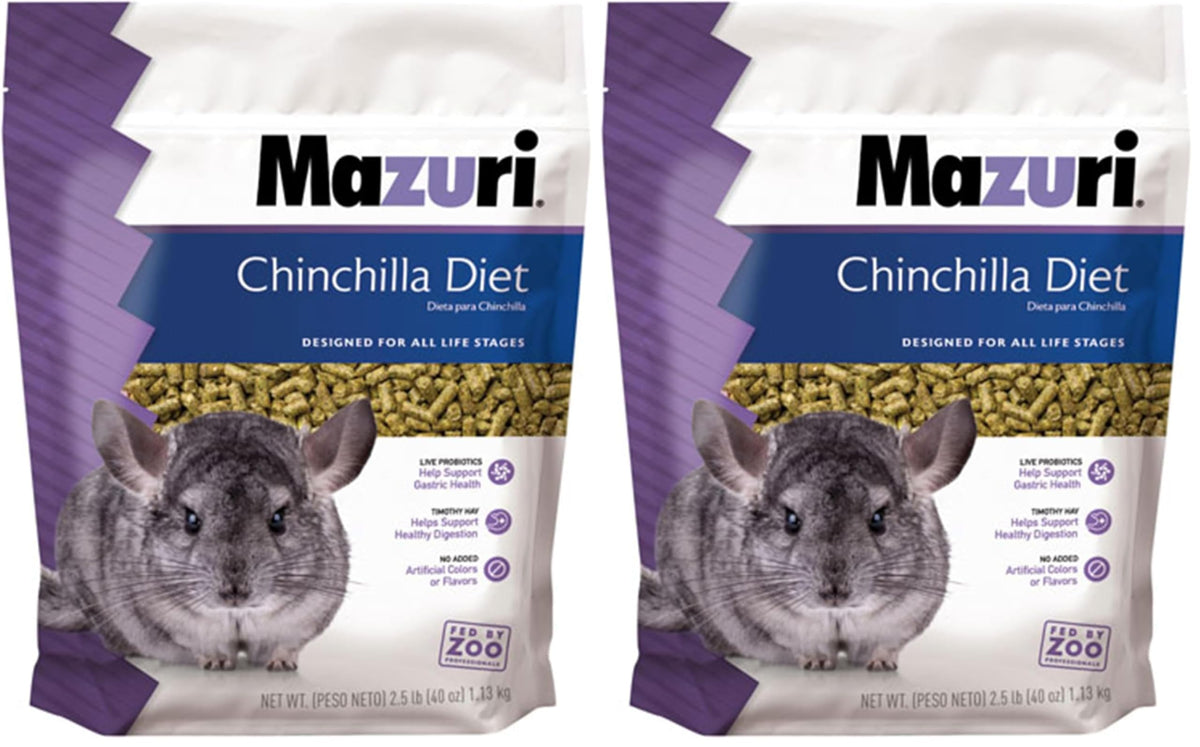Mazuri Alimento para Chinchillas, paquete de 2,5 lb, nutrición equilibrada para roedores