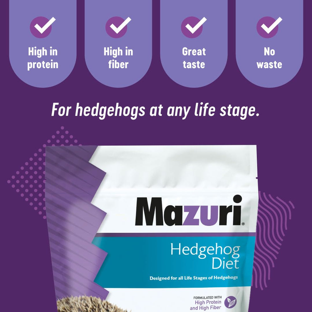 Ingredientes variados Mazuri para erizos, apoyo a la dieta insectívora.