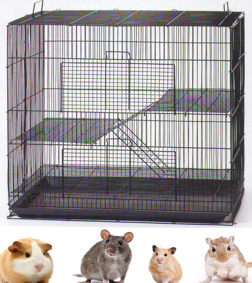 Jaula Mcage portátil de 3 niveles para transporte seguro de mascotas pequeñas.