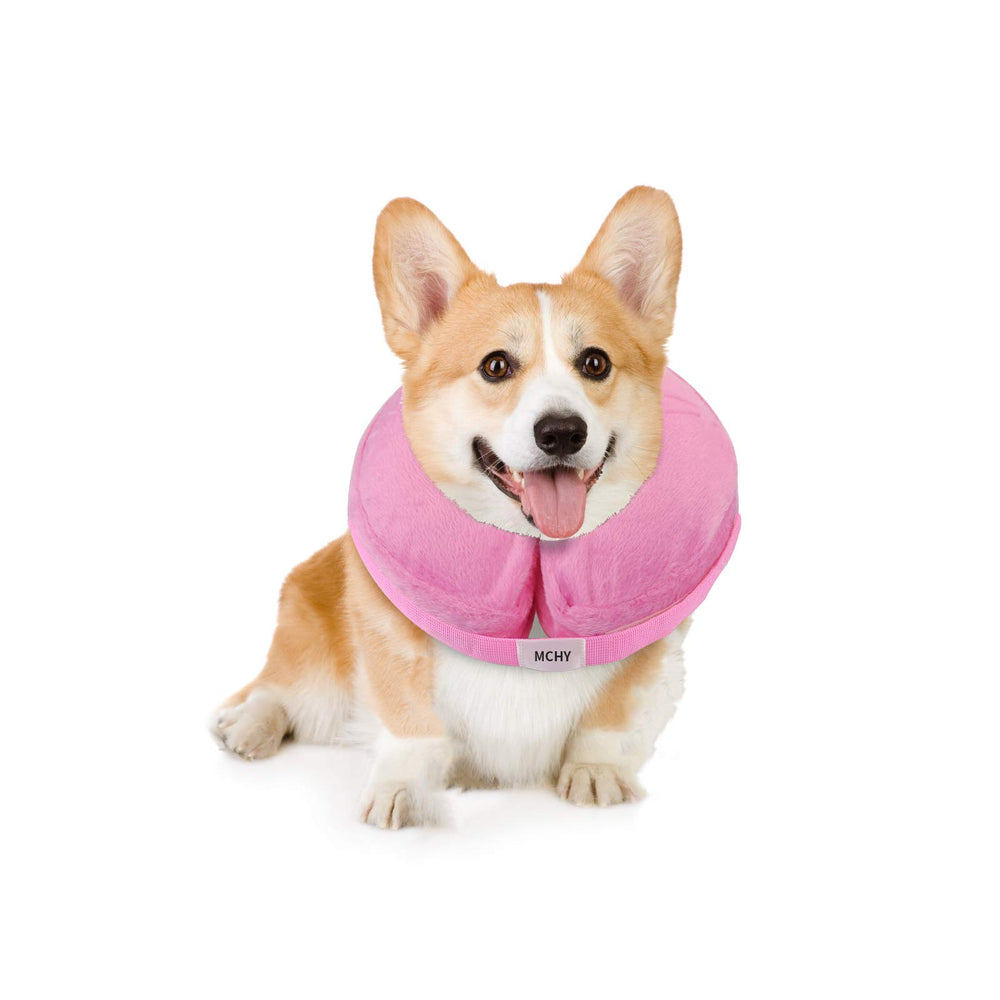 MCHY cono inflable para perros rosa, frente visible y cómodo para la recuperación