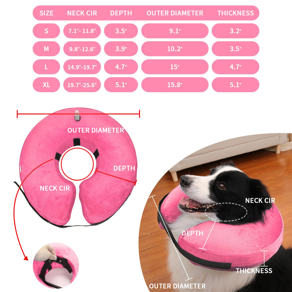 MCHY cono inflable para perros rosa, cremallera facilita lavado del exterior
