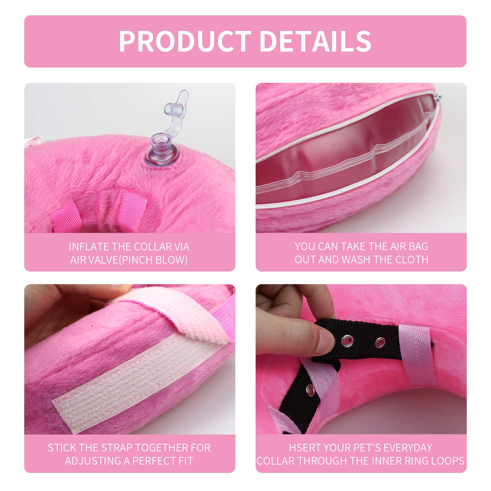 MCHY cono inflable para perros rosa, visión clara sin bloquear el campo visual