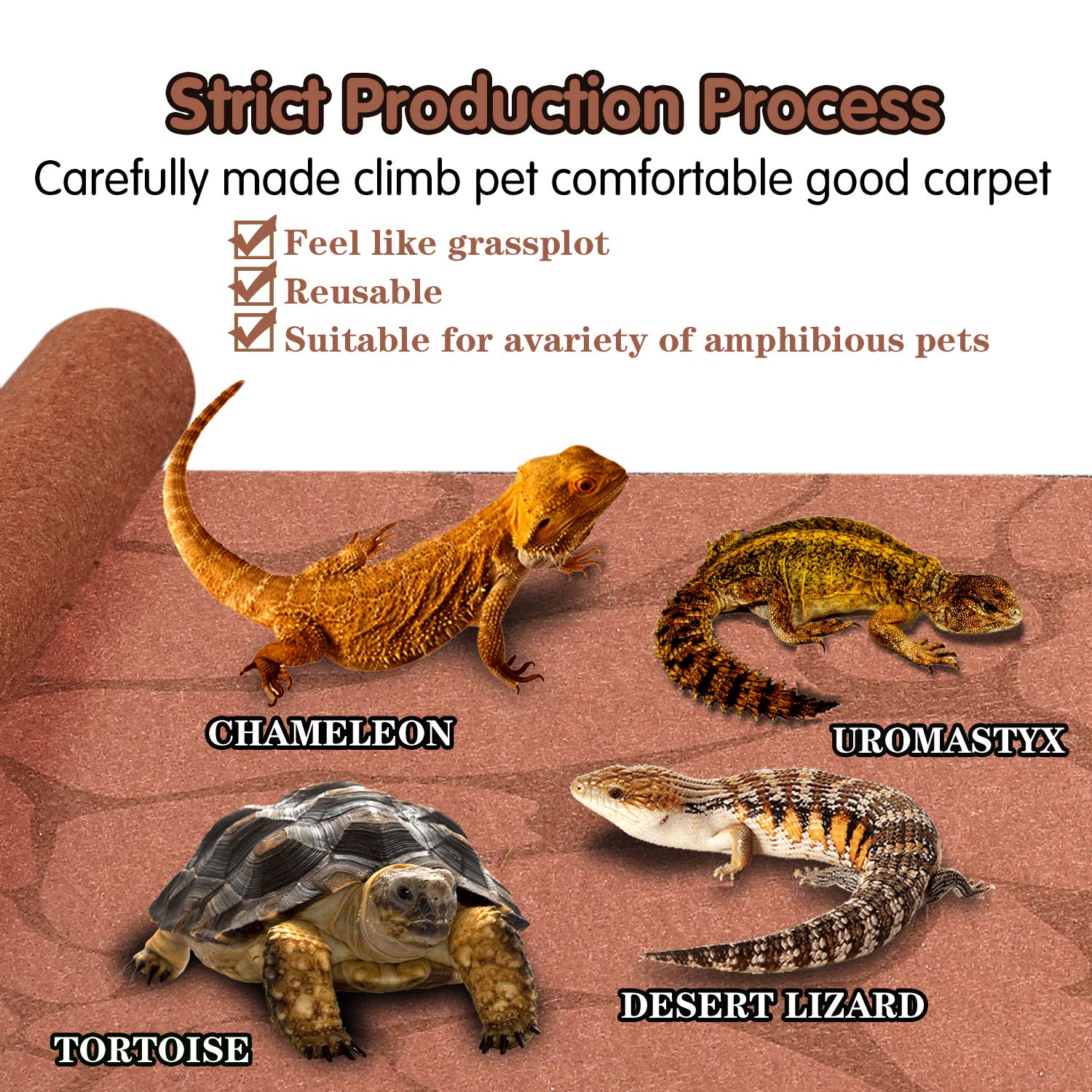 alfombra para terrario MCLANZOO 36x18in: ambiente limpio y seguro para reptiles.