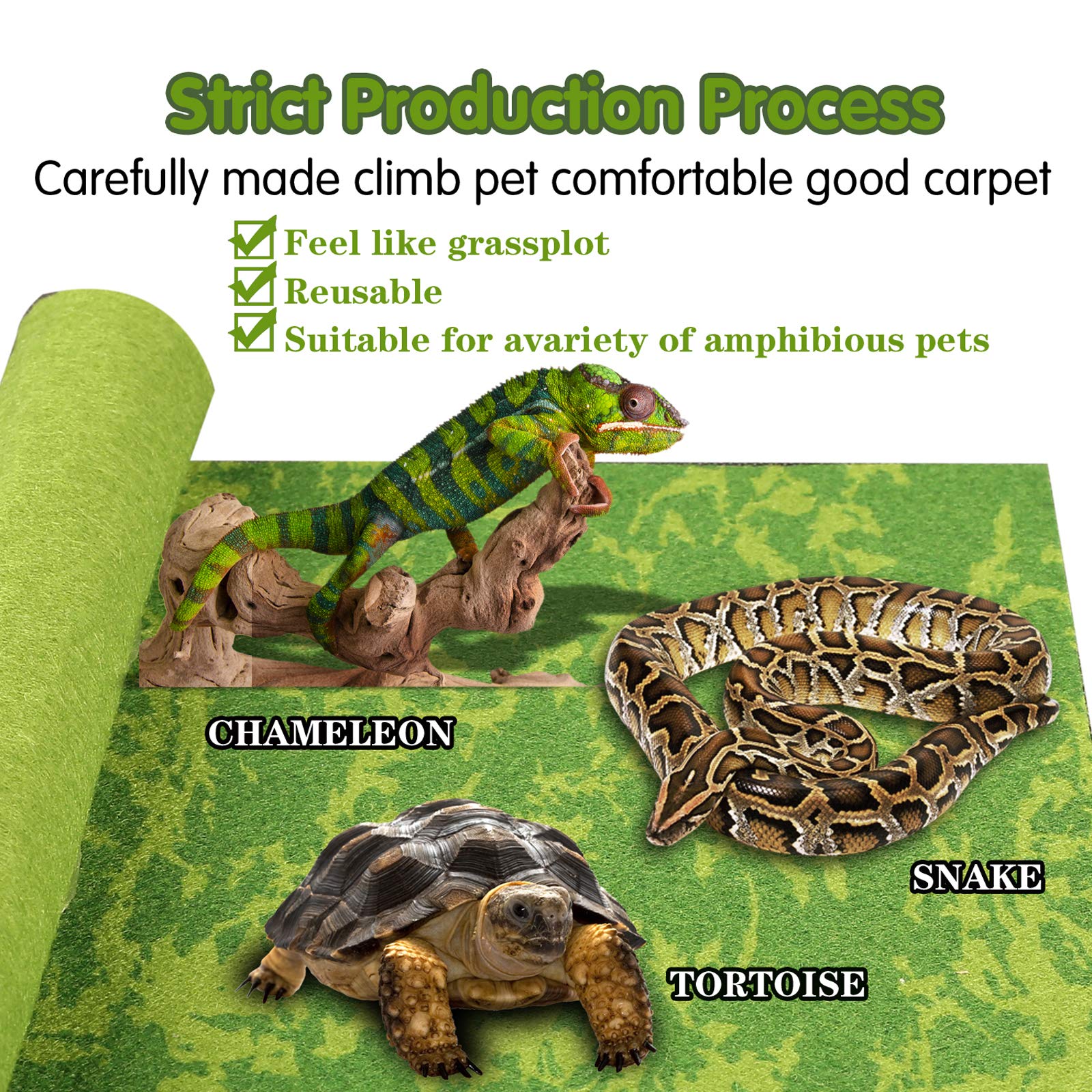 Alfombra terrario MCLANZOO: textura suave facilita limpieza y reduce desechos.