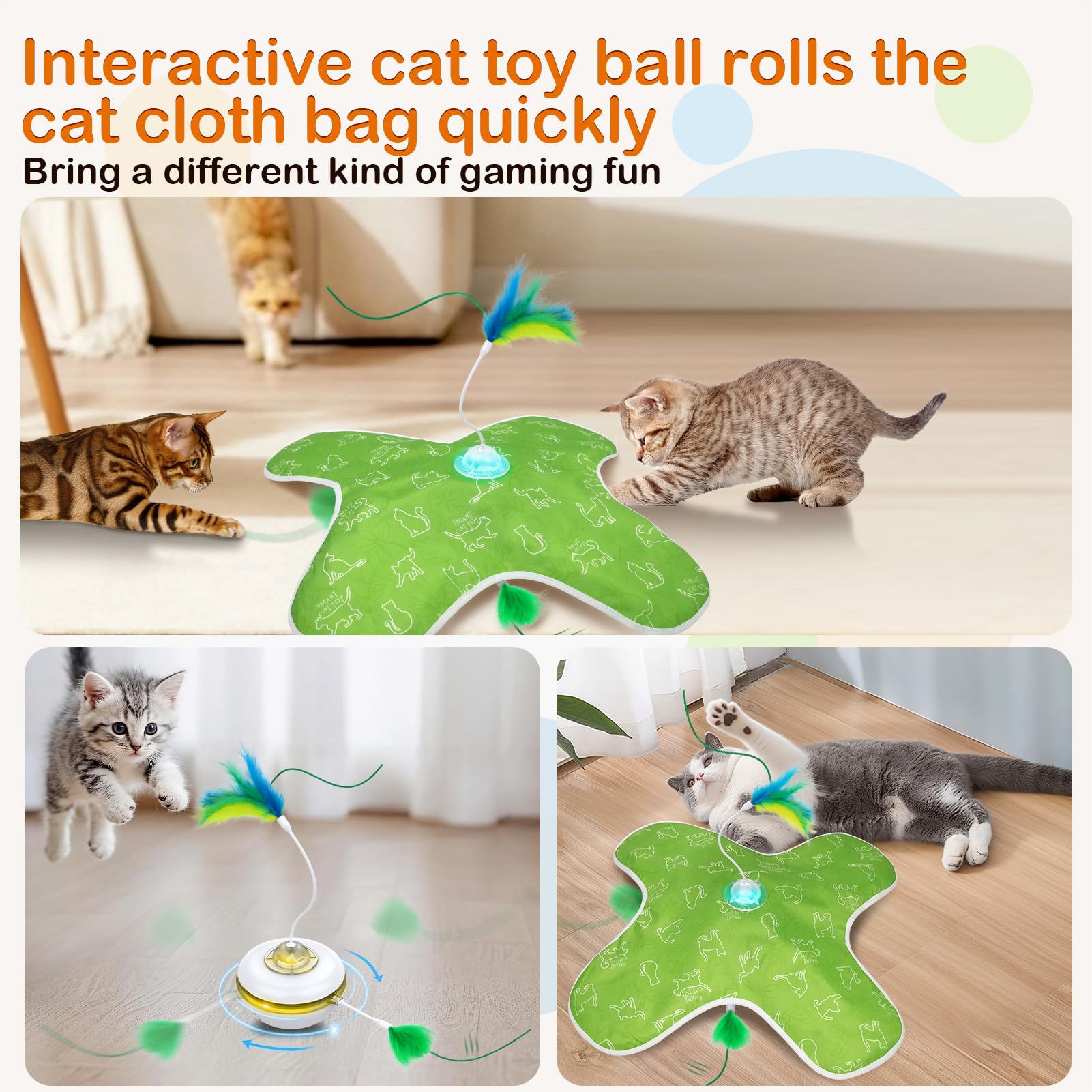 Mdupw Juguete de interior, ideal para mantener a tu gato activo sin salir de casa.