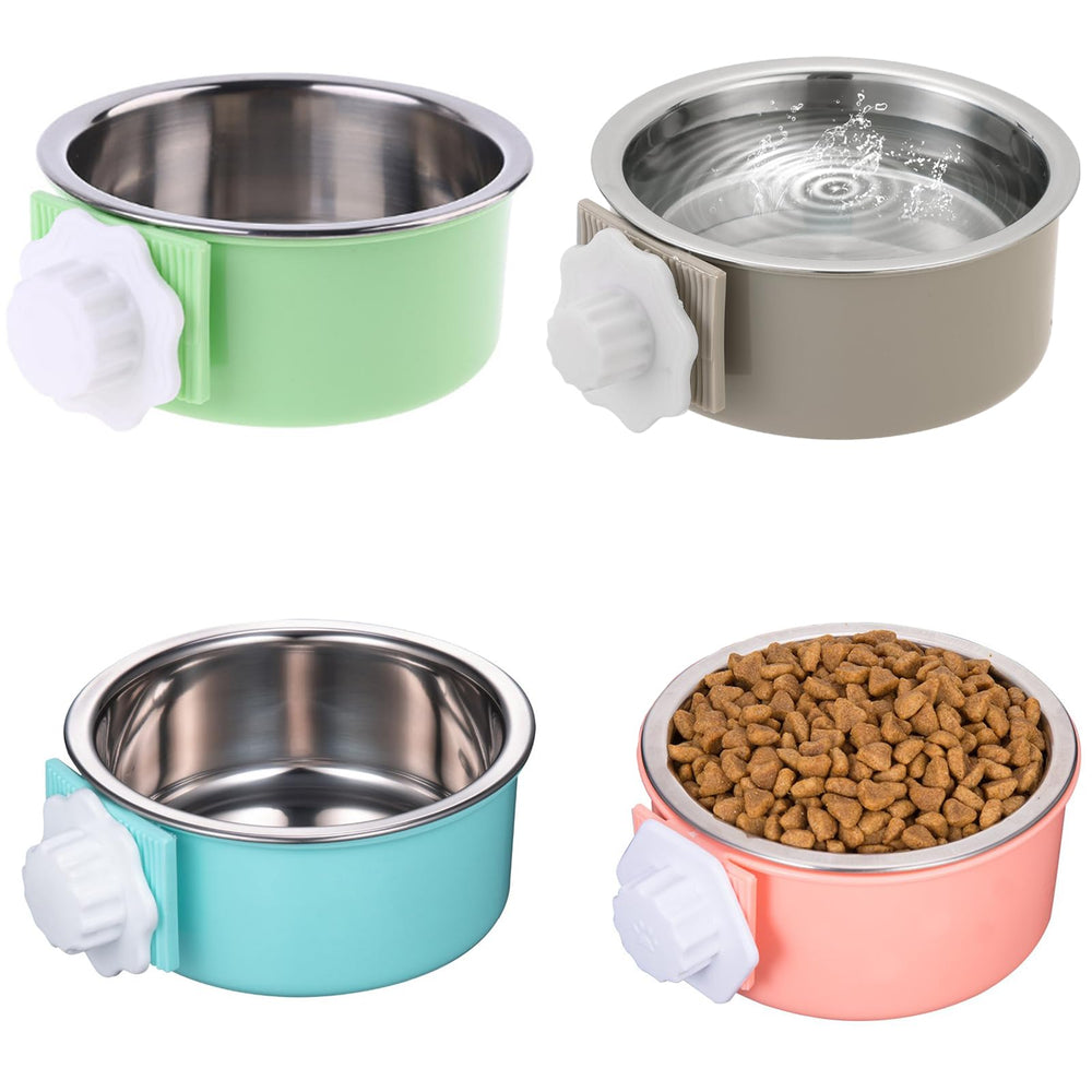 Mechpia cuenco jaula desmontable en acero inoxidable para comida y agua