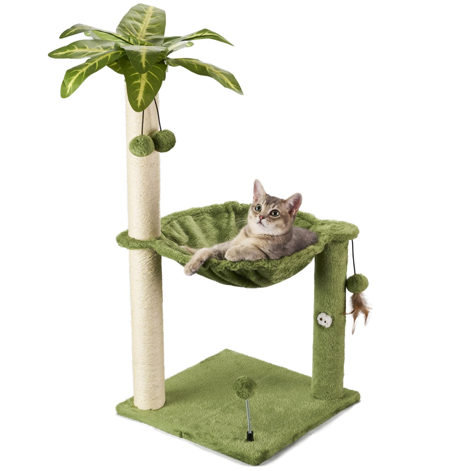 MECOOL árbol para gatos, 35 pulgadas, base grande para estabilidad y juego seguro.