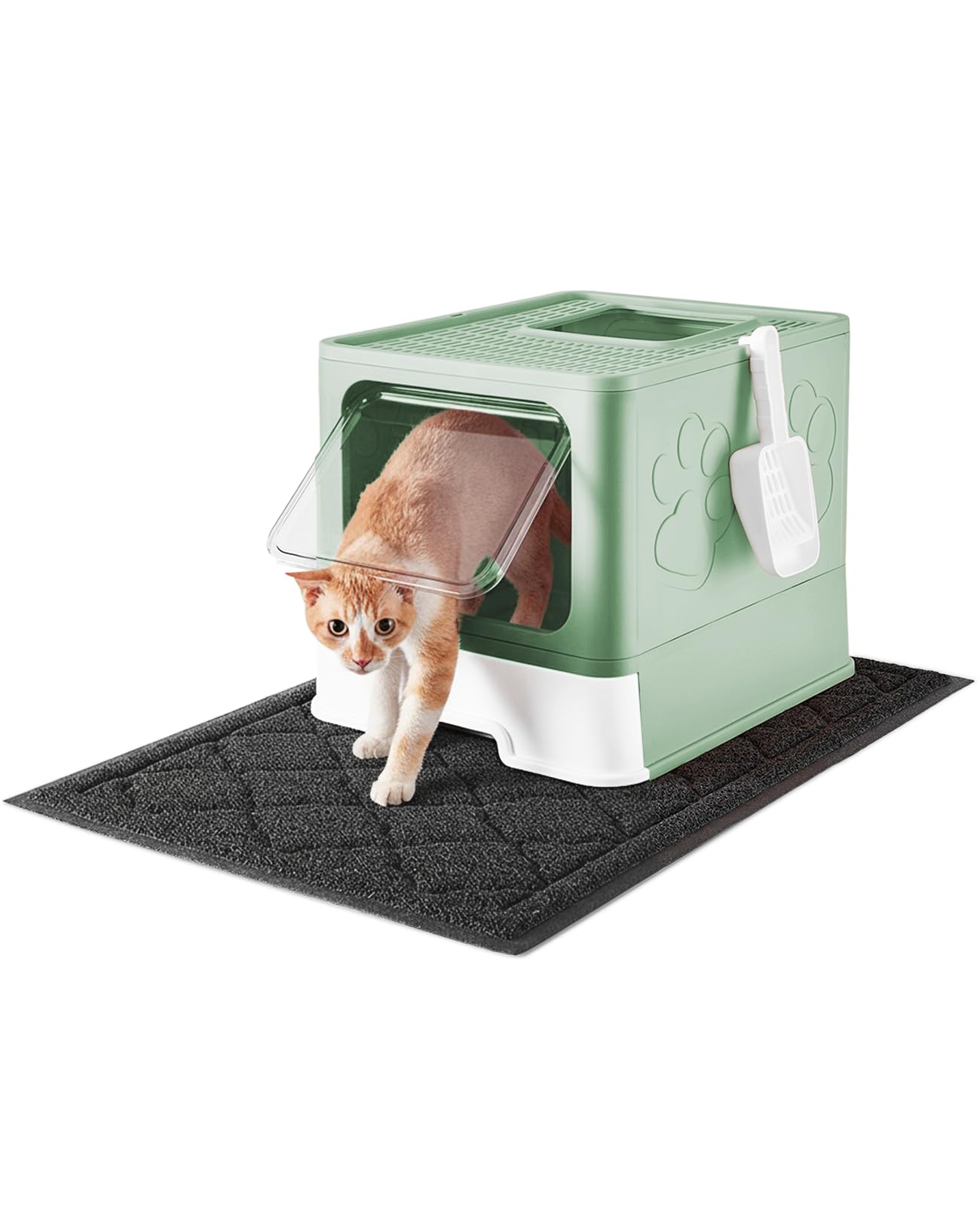 Medario caja de arena para gato, vista frontal: ofrece privacidad y fácil acceso