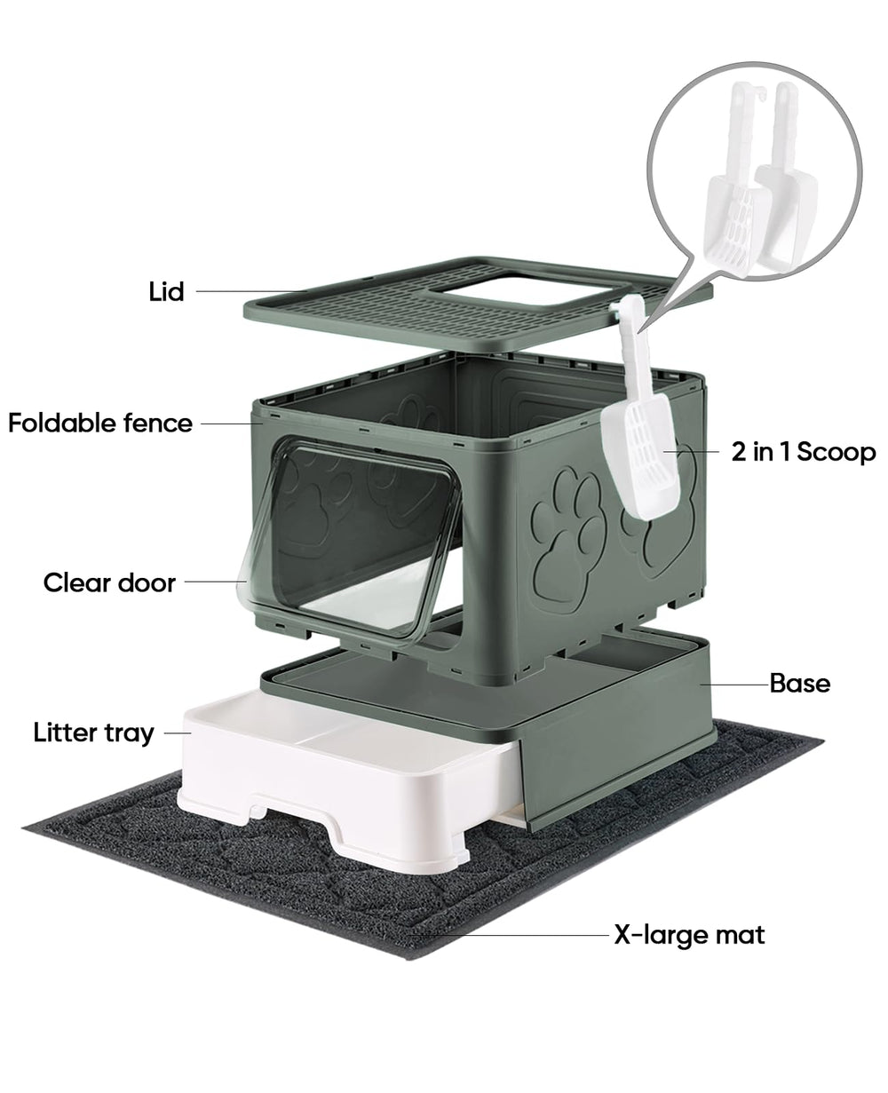 Medario caja de arena para gatos plegable, fácil de montar y transportar.