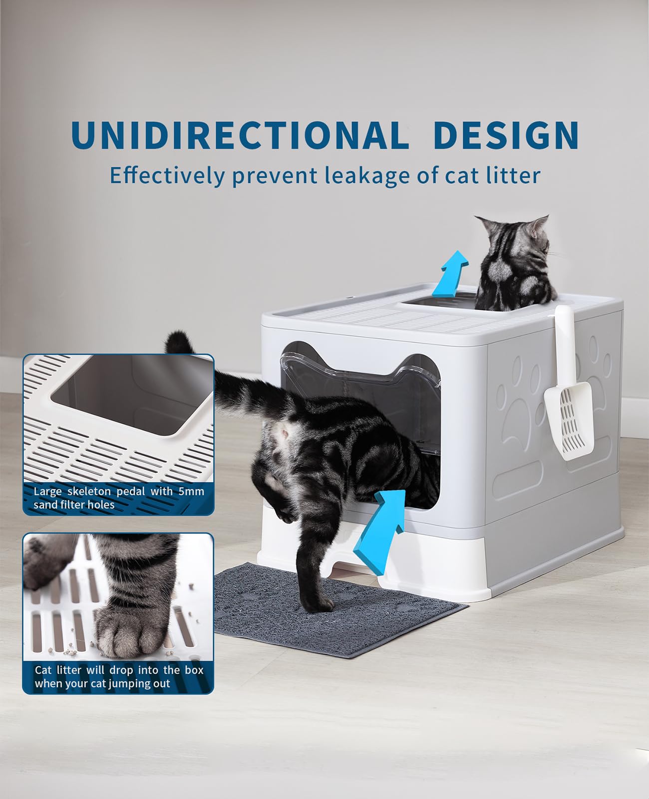 Medario con salida superior para gatos, facilita el acceso y reduce salpicaduras
