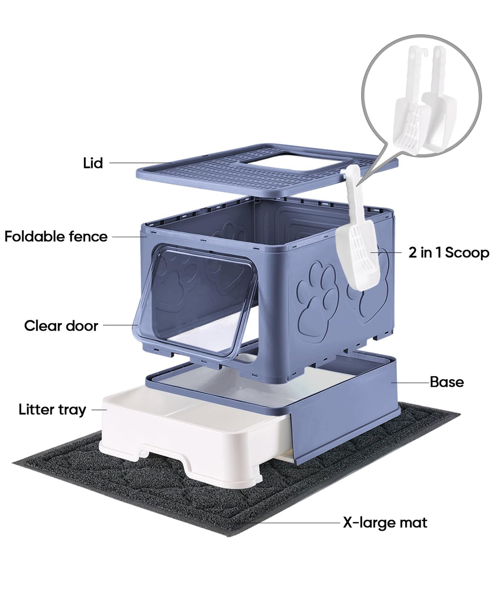 Medario caja-arena plegable-tapa para almacenamiento y limpieza rápida.