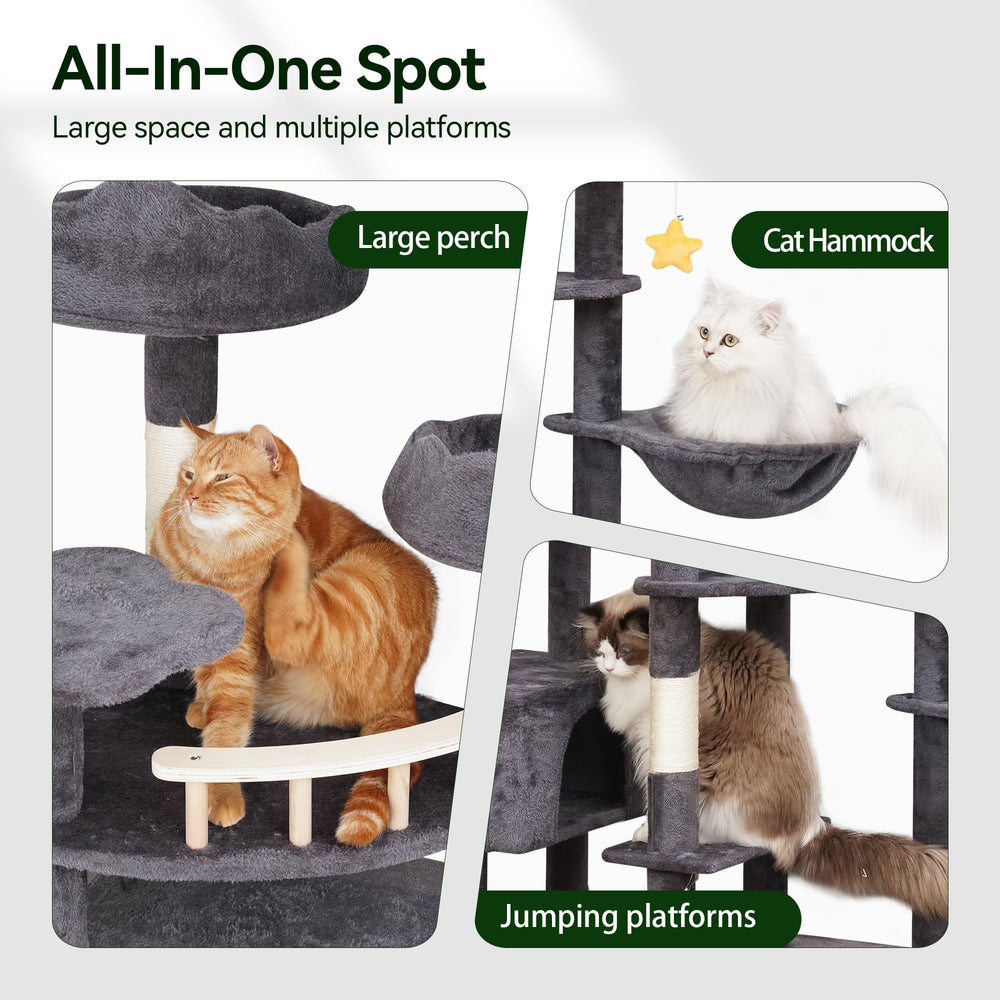 Meecal 79in Arbol Gatos Grandes: percha acolchada para relajarse