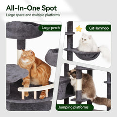 Meecal 79in Arbol Gatos Grandes: percha acolchada para relajarse