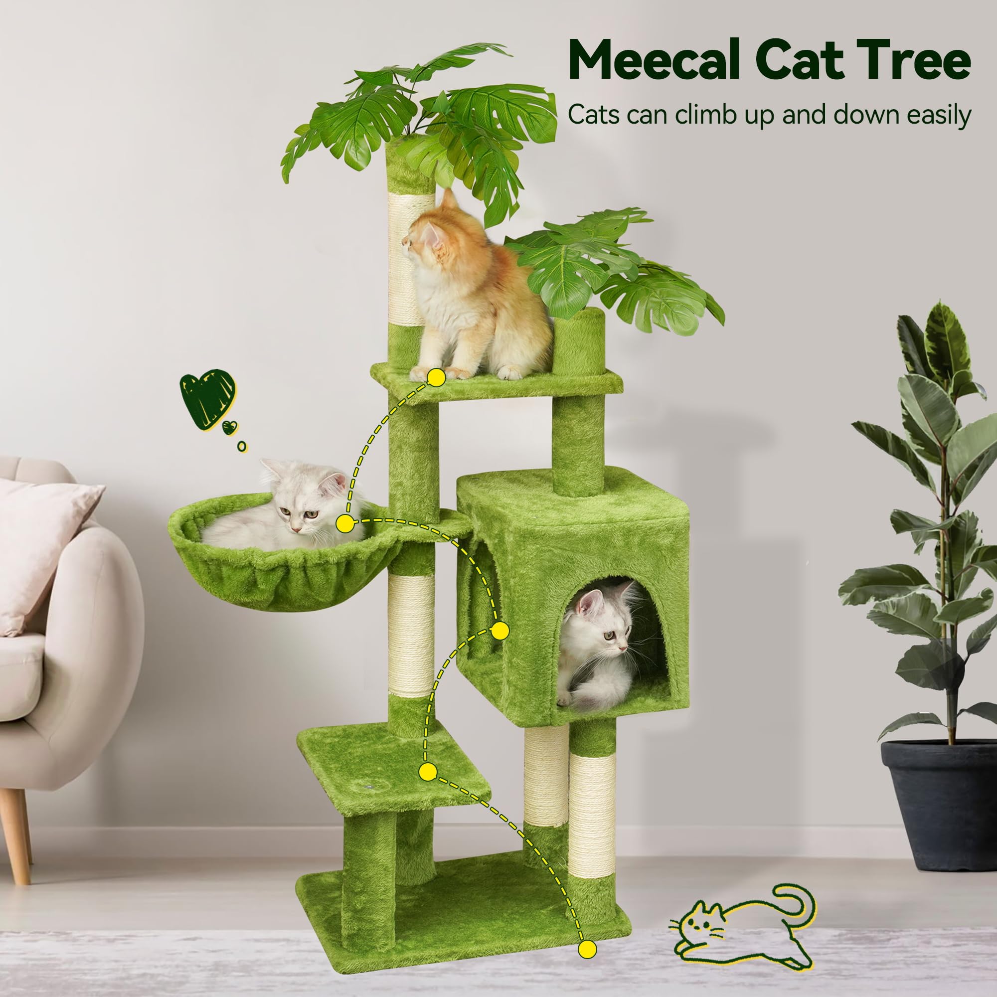 Meecal Arbol Gatos Limpieza Fácil, recoge pelos fácilmente.
