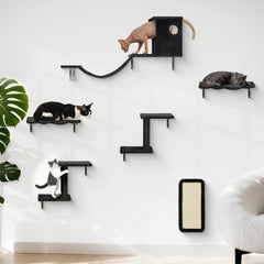 Meecal estantes para gato en pared 6 en 1, ideal para ahorrar espacio.