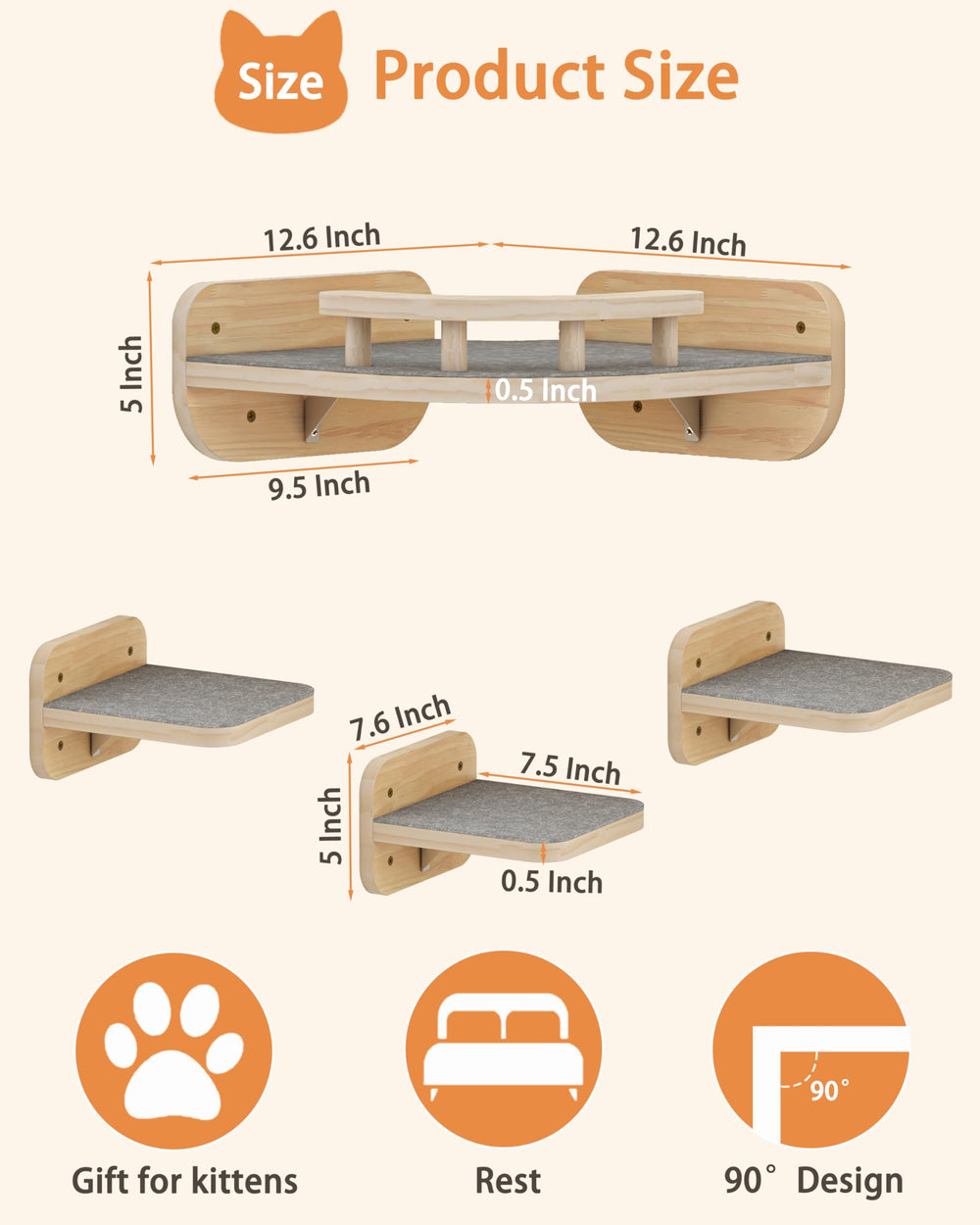 Megidok estante pared gatos con tres escalones promueve exploración segura.