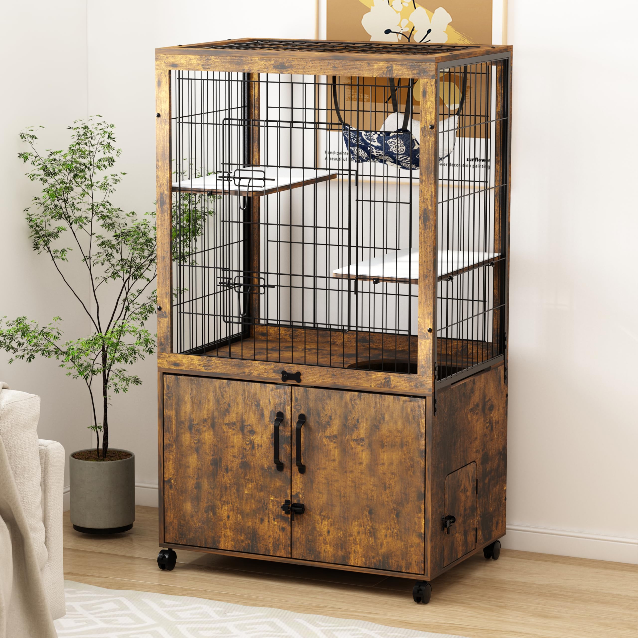 Megidok jaula para gato con muebles, estructura estable para exploradores felinos.