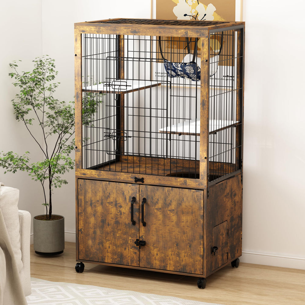 Megidok jaula para gato con muebles, estructura estable para exploradores felinos.