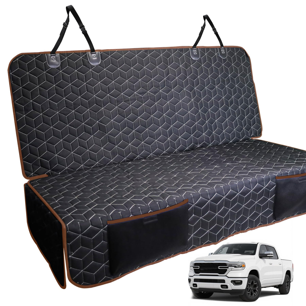 Meginc funda de asiento para camión con perros marrón, protección antiarañazos para el interior.