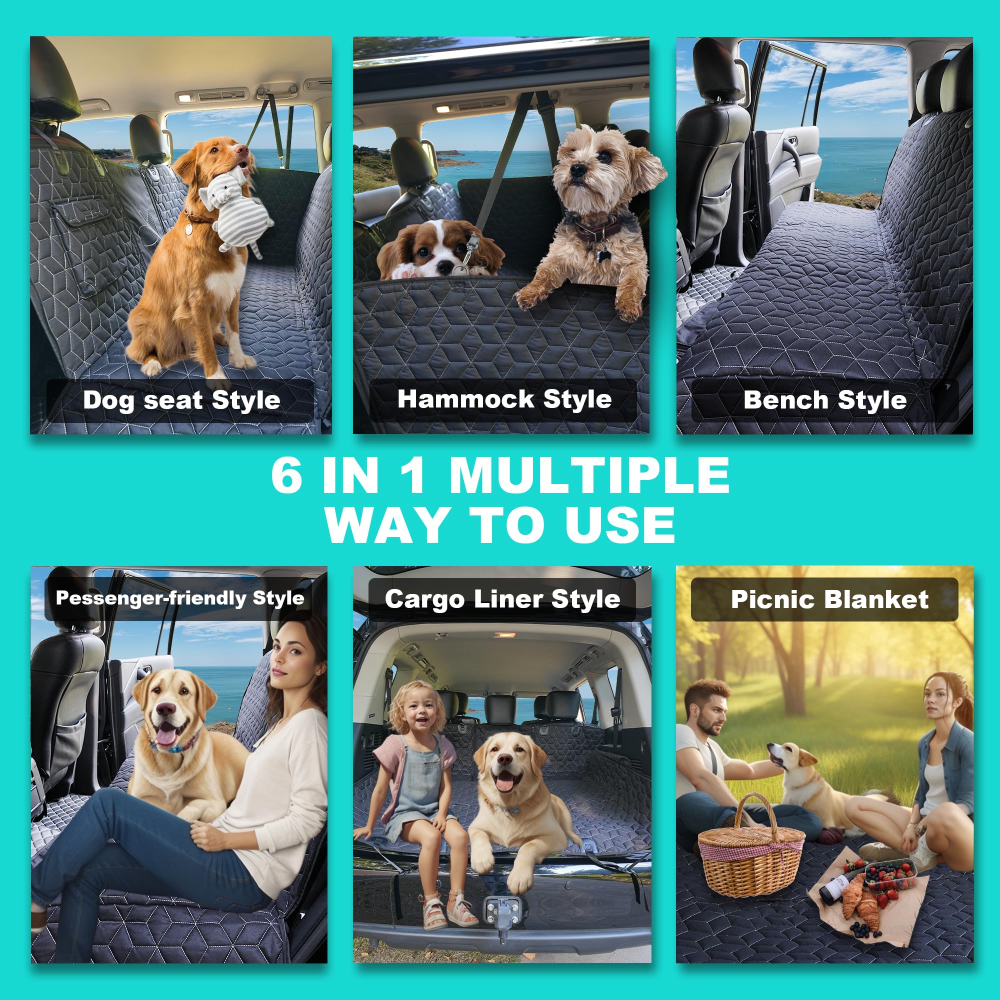Meginc funda-asiento-perro uso familiar y viajes en familia para mascotas.