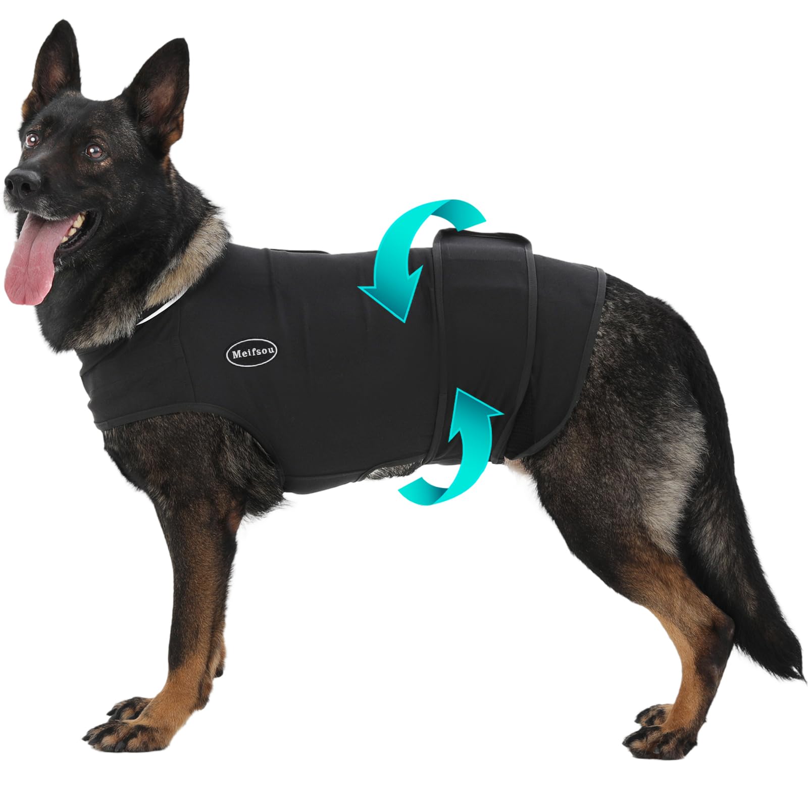 Meifsou chaleco ansiedad perro, puesto, ofrece seguridad.
