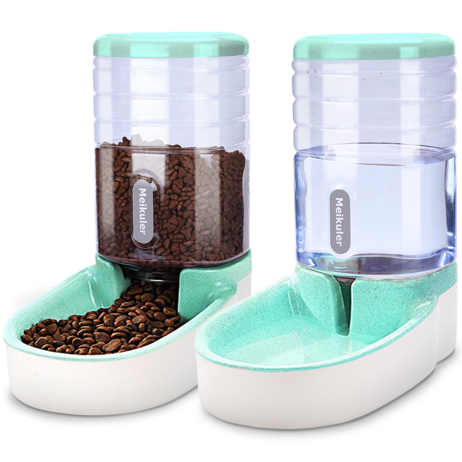Meikuler alimentador automático 1 galón para perros y gatos, ideal para viajes y días fuera de casa.