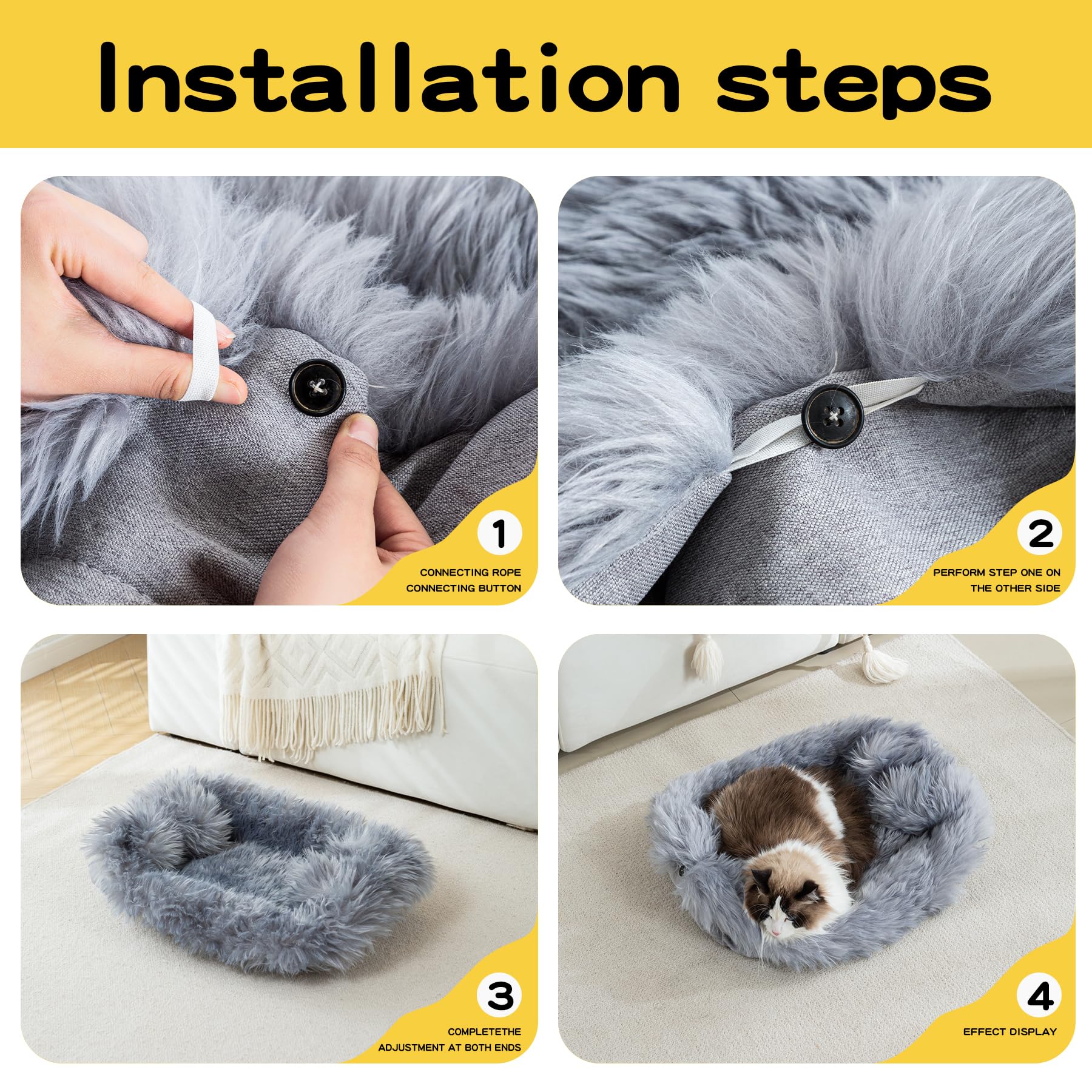 MeiSan alfombra auto-caliente para mascotas, gato acurrucado en textura peluche